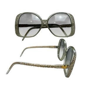 Stunning vintage Nina Ricci Paris oversized sunglasses, Rhinestones, France